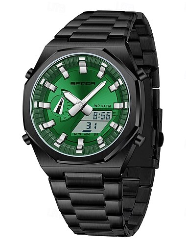  SANDA Dames Heren Digitaal horloge Grote wijzerplaat Voor buiten Sportief Modieus Lichtgevend Kalender Datum Week Chronograaf Roestvrijstalen band Horloge