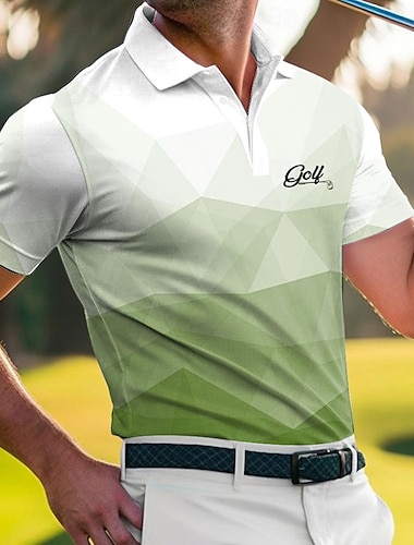  Homens Geométrica Golf Pólo Camisas Polo Esportivas Manga Curta Camisas polo Roupa de Esporte Casual Roupa Esportiva Roupas para Lazer Roupa Diária Impressão 3D Botões Verão Azul Roxo Verde