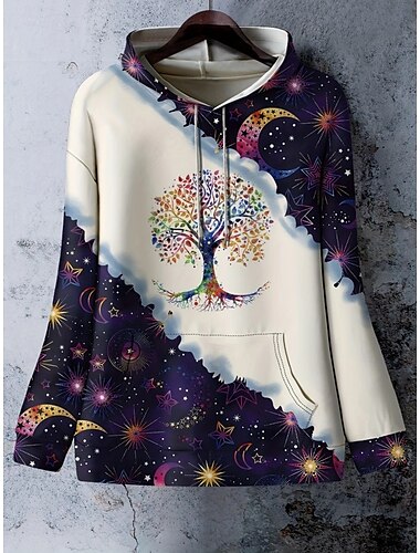  Per donna Felpa con cappuccio Floreale Grafico Caldo Attivo Vintage Manica Lunga Con Cappuccio Top Regolari Casa Streetwear Abbigliamento Quotidiano Viola Blu scuro Primavera Autunno Inverno
