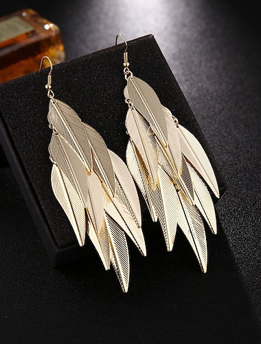  orecchini pendenti classici a forma di foglia, gioielli in argento/oro per feste, lavoro, regalo, ballo di fine anno, festival