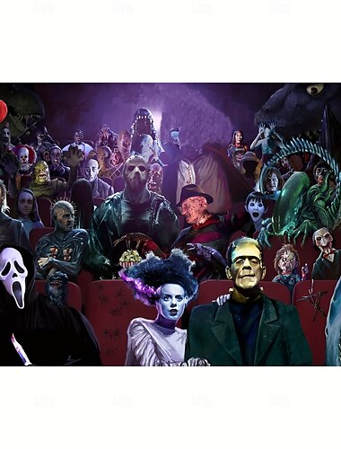  1 poster senza cornice in tela morbida con icone di film horror - arte murale su tela resistente all'acqua per la casa &arredamento della sala giochi