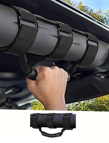  1 יחידות ידיות אחיזה חזקות לג'יפים, UTVs ו-Trucks עם עיצוב של 3 רצועות, מתאים למוטות התהפכות בגודל 1 1/2 עד 3 אינץ', גישה מאובטחת מצד שמאל לבטיחות משופרת, רצועות ניילון עמידות
