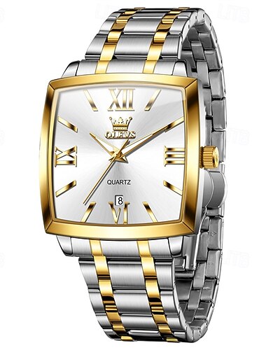  A new OLEVS square men's business watch with luminous calendar waterproof casual quartz watch fashionable and trendy men's sports wristwatch
