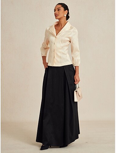  Per donna Blusa Top Eleganti Top da sera Elegante Lavoro Scollo a V Ospite di nozze Lavoro Abbigliamento formale Beige Primavera Autunno Inverno