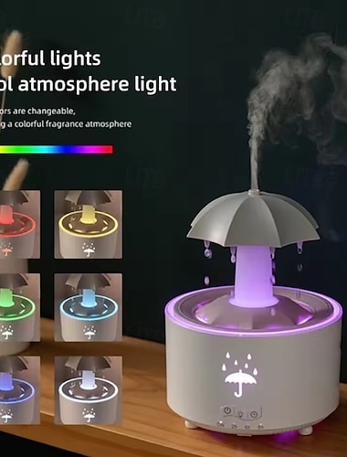  カラフルなレインドロップアロマセラピーマシン回転式水滴加湿器リモコンホームオフィス水分補給浄水器