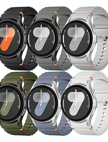  6er Pack Uhrenarmband für Samsung Galaxy Watch 7/6/5/4  40/44mm, Watch 5 Pro 45mm, Watch 6 Classic 43/47mm, Watch 4 Classic 42/46mm Silikon Ersatz Gurt Niedlich Sportarmband Armband