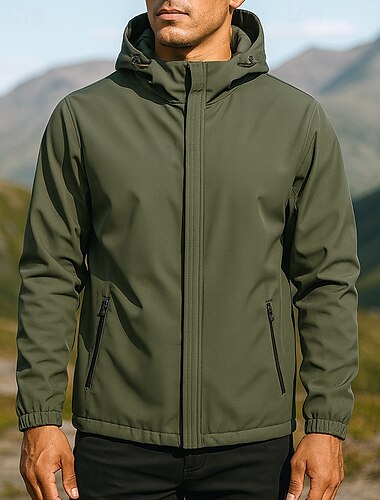  Men's Windbreaker Hiking Jacket rain coat Outdoor Waterproof Windproof Lightweight Hiking Outfits Hiking Clothes Spring Autumn / Fall Top Camping / Hiking / Caving Running Solid Color Black Army