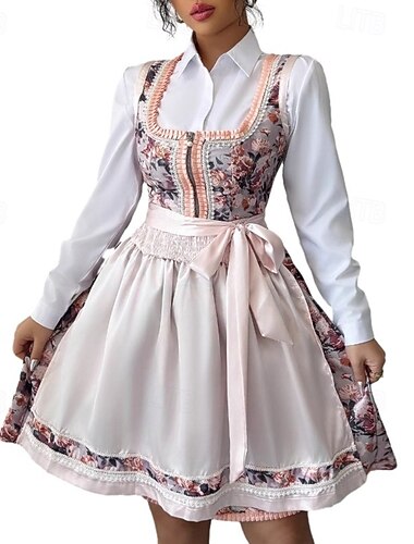  Oktoberfest Kjoler Dirndl Hushjelp bayerske Tysk München Enger Dame Karneval Fest Ølfestivalen Tradisjonell stil klut