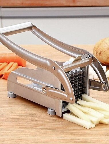  Tagliapatate per patatine fritte, affettatrice per verdure multifunzionale in acciaio inox per la cucina di casa, strumento di taglio facile per patate, cetrioli e altre verdure, comodo da usare