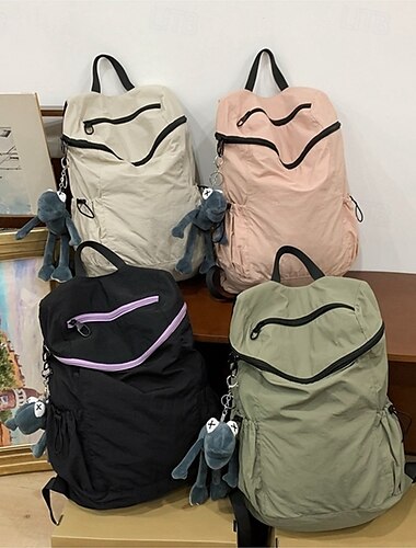  Hombre Mujer mochila Mochila Escolar Mochila funcional mochila escolar mochila Escuela Diario Acampada y Senderismo Nailon Ajustable Gran Capacidad Impermeable Cremallera Negro Rosa Verde Trébol