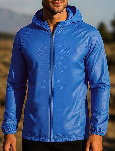  Homens Jaqueta de Corrida Jaqueta Outdoor Jaqueta com capuz Bolsos Manga Longa Blusas Roupa Esportiva Outono Prova-de-Água Proteção Solar Secagem Rápida Roupas leves Equitação Exercite-se Esportivo
