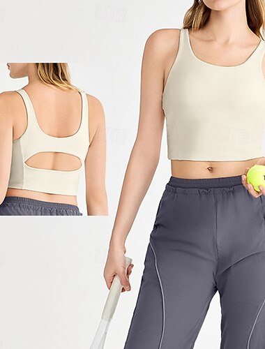  Damen Yoga-BH Medium Unterstützung Zurückhaltung Ärmellos Sport Einfarbig Oberteil Für Fitnessstudio sportlich Pilates Sportkleidung