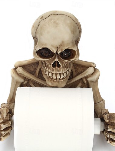  Uchwyt na papier toaletowy z czaszką w stylu halloween, montowany na ścianie, styl vintage, szkieletowa ręka, wieszak na ręczniki papierowe, gotycki dozownik papieru łazienkowego, upiorny wystrój domu, wyjątkowy, rozciągliwy pręt