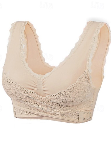  Mulheres Sutiã de ioga Sutiã Esportivo Roupa-Interior Roupas leves Respirável Sem Aros Acolchoado Cor Sólida / Simples Esporte Roupas Esportivas Rosa Claro Preto Pilates Corrida Ioga