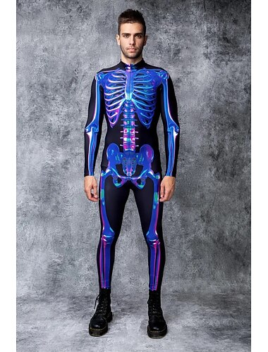  schedel skelet bodysuit halloween groep koppels kostuums full body catsuit griezelig kostuum mannen vrouwen jongens kinderen volwassenen optreden feest club halloween carnaval dag van de doden