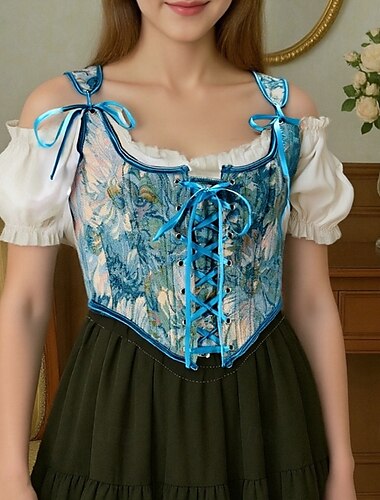  Retrò vintage Medievale Rinascimentale Corsetto Gilè Bustino Per donna Celtico Fantasia Halloween Carnevale Mascherata Feste Casual / quotidiano GRV Per adulto Corsetto
