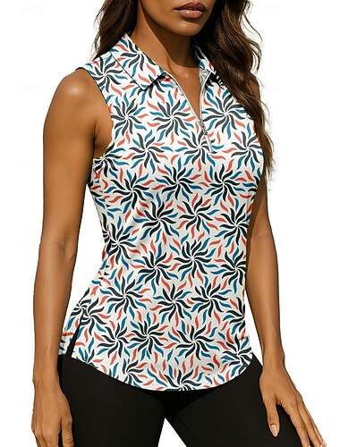  نسائي النباتية كنزات قميص رياضي قميص بولو قميص تنس بدون كم سحاب زهري UPF50+ مقاوم للأشعة فوق البنفسجية عالية المرونة رطوبة فتل متنفس تينس الغولف مخلل الكرة طوي طوق بسحاب قميص كنزة أبيض أزرق بني