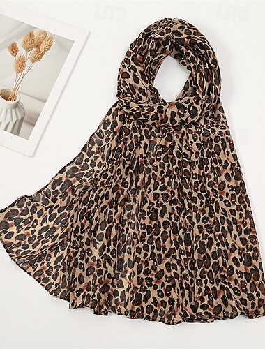  Per donna Sciarpa rettangolare Sciarpe da donna Sciarpe di chiffon Streetwear Quotidiano Data Marrone Sciarpa Leopardo