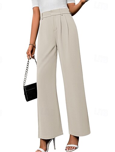  Mujer Perneras anchas pantalones Ropa de calle Casual Longitud total Cintura Media Plano Cintura elástica Cómodo Exterior Vacaciones Festivos Granate Granate Ceniza Gris oscuro Otoño Ajuste regular
