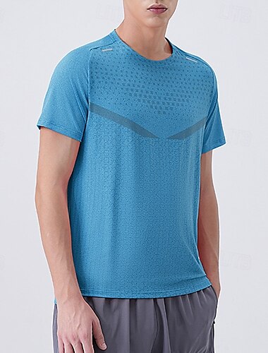  Herre Performance skjorte Sport-T-shirt Kortærmet Rund hals Toppe Udendørs Hurtigtørrende Svedreducerende Åndbart Polyester Lys pink Blå Lilla Tennis Golf Løb
