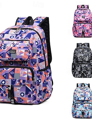  unisexový školní batoh s geometrickým potiskem – lehký nepromokavý batoh pro dospívající studenty, ideální na druhý stupeň základní školy, střední školu a každodenní cestování