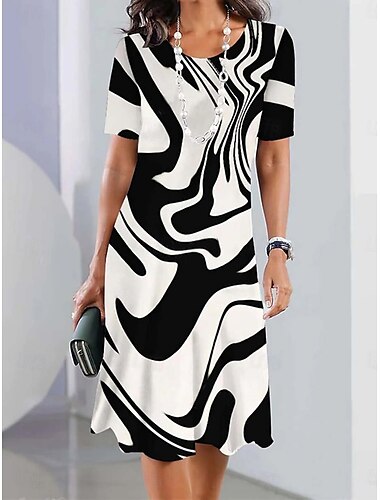  Women's Midi Dress Sundress Casual Outdoor Going out Regular Fit Ombre Color Block Short Sleeve V Neck Black Pink Orange Green Summer