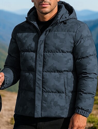  Hombre Chaqueta acolchada Al aire libre Térmico Templado Trajes de senderismo Ropa de senderismo Invierno Otoño Camiseta Camping / Senderismo / Espeleología Corriendo Estampado Negro Azul Gris