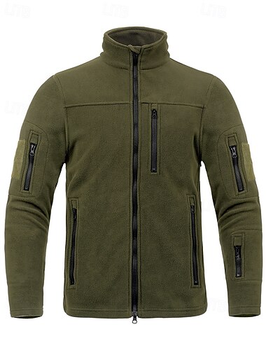  男性用 フリースの上着 アウトドア 断熱 ウォーム ハイキングの服装 ハイキングウェア 冬 秋 トップス キャンプ / ハイキング / ケイビング ランニング ブラック アーミーグリーン グレー