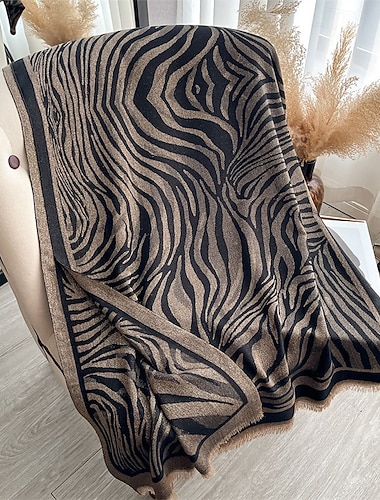  Per donna Sciarpa rettangolare Sciarpe da donna Streetwear Quotidiano Data Nero Marrone Sciarpa Stampa