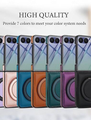  telefon Kılıf Na Samsung Galaxy Z Flip 7 Z Odwróć 6 Z Flip 5 Z Flip 4 Z Flip 3 Osłona tylna Obsługa ładowania bezprzewodowego Stopka Odporny na wstrząsy Retro TPU Skóra PU
