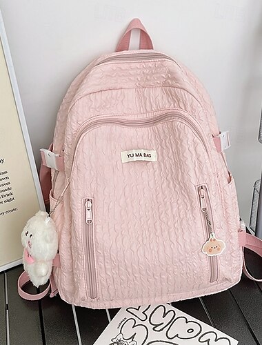  Crianças Para Meninos Para Meninas mochila Mochila Escolar Mochila funcional Escola Náilon Ajustável Grande Capacidade Ziper Preto Branco Amarelo