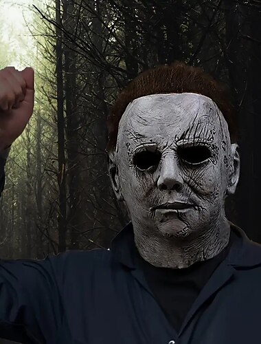  ハロウィンのマイケル・マイヤーズマスク（大人用）、リアルな怖いコスチューム用ラテックスフェイスマスク、ハロウィンパーティーの小道具として使えるホラー映画キラーのコスプレ