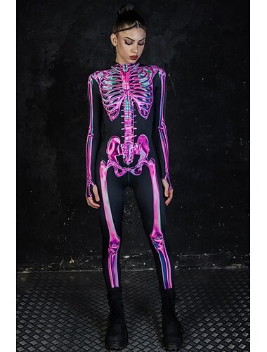  schedel skelet bodysuit halloween groep koppels kostuums full body catsuit griezelig kostuum mannen vrouwen jongens kinderen volwassenen optreden feest club halloween carnaval dag van de doden