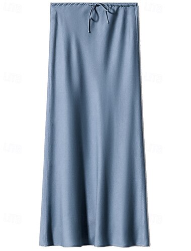  Per donna Gonna Casual Maxi Vita media Gonne Semplice Coulisse Micro-elastico Vacanza Streetwear Vinaccia blu navy Nero Verde militare Autunno Poliestere