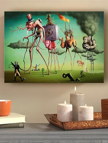  1pc surréalisme impression sur toile affiche une mauvaise société œuvre peinture murale pour salle de bain chambre bureau salon décoration murale décoration de la maison sans cadre