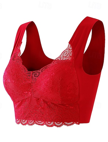  Mulheres Sutiã de ioga Sutiã Esportivo Roupa-Interior Roupas leves Respirável Sem Aros Acolchoado Cor Sólida / Simples Esporte Roupas Esportivas Preto Rosa Pilates Corrida Ioga