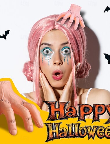  halloweeni hajcsat levágott kéz mintával, ijesztő parti fejdísz kiegészítő, tréfa kellék hajtű jelmezhez és dekorációhoz
