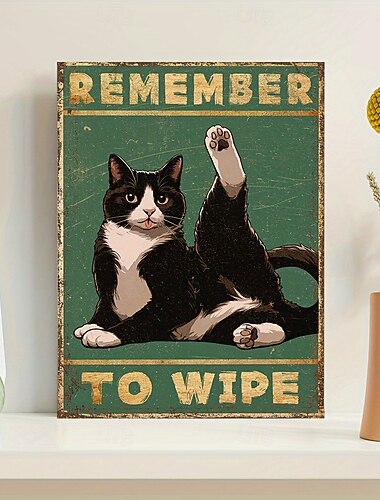  Encantador lienzo de gato para baño, decoración de pared sin marco para el hogar, la oficina, la cafetería, perfecto para el dormitorio, la sala de estar y la cocina.