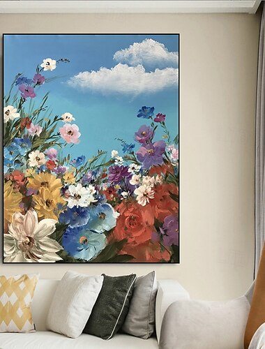  handgefertigtes Ölgemälde auf Leinwand, Wandkunst, Dekoration, moderne Frühlingsheilabteilung, Blumenlandschaft für die Inneneinrichtung, gerolltes, rahmenloses, ungedehntes Gemälde