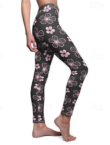  Per donna Pantaloni Leggings Streetwear Casual Lunghezza intera Vita Alta Fiore Elastico in vita Stampato Traspirabilità Confortevole Elasticizzato Vacanza Streetwear Abbigliamento quotidiano Rosa