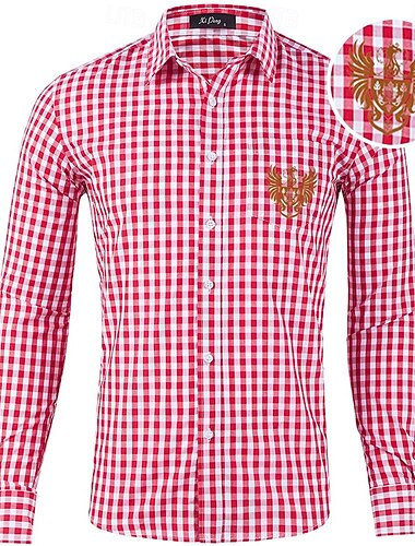  Oktoberfest Kratka Koszula Lederhosen Niemiecki herb orła bawarski Niemiecki Łąki Męskie Karnawał Festiwal Piwa Tkanina w stylu tradycyjnym Koszula