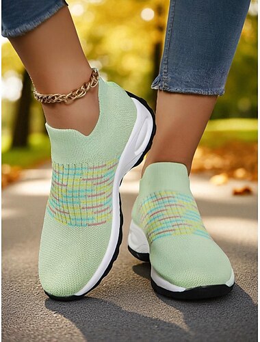  نسائي أحذية رياضية أحذية Flyknit مناسب للبس اليومي السفر يوم الأم وتد أمام الحذاء على شكل دائري رياضي كاجوال مريح المشي تيساج فولانت مسطحات أسود أبيض زهري