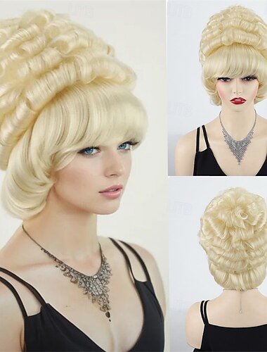  Perruque courte bouclée dorée pour femme – boucles d'inspiration romaine, idéale pour le cosplay et les fêtes costumées &événements à thème historique
