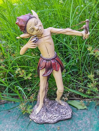  Slingshot Elf Resin Statue for Garden, Outdoor Yard Gnome Figurine, Funny Miniature Fairy Decor, Micro Landscape Ornament, Home Decoration Gift