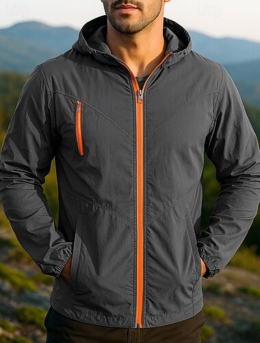  Homme Coupe-Vent Veste softshell Veste Hardshell Extérieur Imperméable Coupe-vent Tenues de randonnée Vêtements de randonnée Printemps Automne Top Camping / Randonnée / Spéléologie Course Couleur Unie