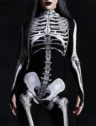  Skelet Halloween Bodysuit Kattedragt til hele kroppen Skræmmende kostume Børne Voksne Herre Dame Drenge Halloween Karneval De dødes dag Ydeevne Fest Natklub Nemme Halloween kostumer Klæd dig ud