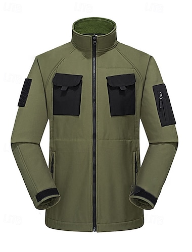  Férfi Vjetrovka Softshell dzseki Tél Szabadtéri Kollázs Melegen tartani Vízálló Szélbiztos Felsők Fekete Zöld Khakizöld Szürke