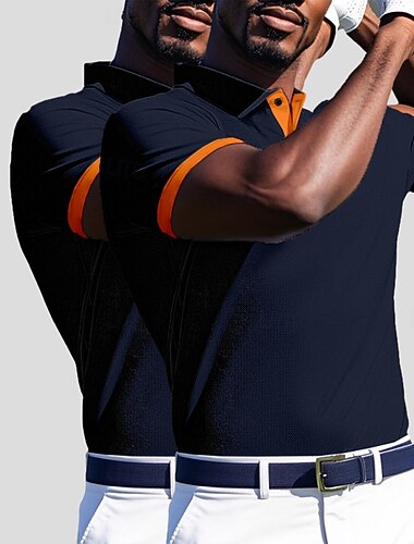  Herre Polo Afslappet Sport Aftæpning Kortærmet Sport Fritid Vanlig Knap foran Sommer Marineblå + hvid Navy + Navy Marineblå + Sort Marineblå + gul Marineblå + mælkegrøn Polo