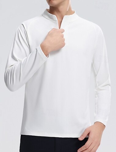  Herre Kvart lynlås sweatshirt Performance skjorte Langærmet Høj krave Toppe Udendørs Hurtigtørrende Svedreducerende lugtdæmpende Åndbart Polyester Sort Hvid Grøn Fiskeri Tennis Løb