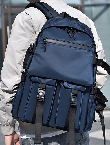  Hombre mochila Mochila Escolar Mochila funcional mochila escolar mochila Escuela Diario Poliéster Ajustable Gran Capacidad Impermeable Cremallera Negro Azul Piscina Gris